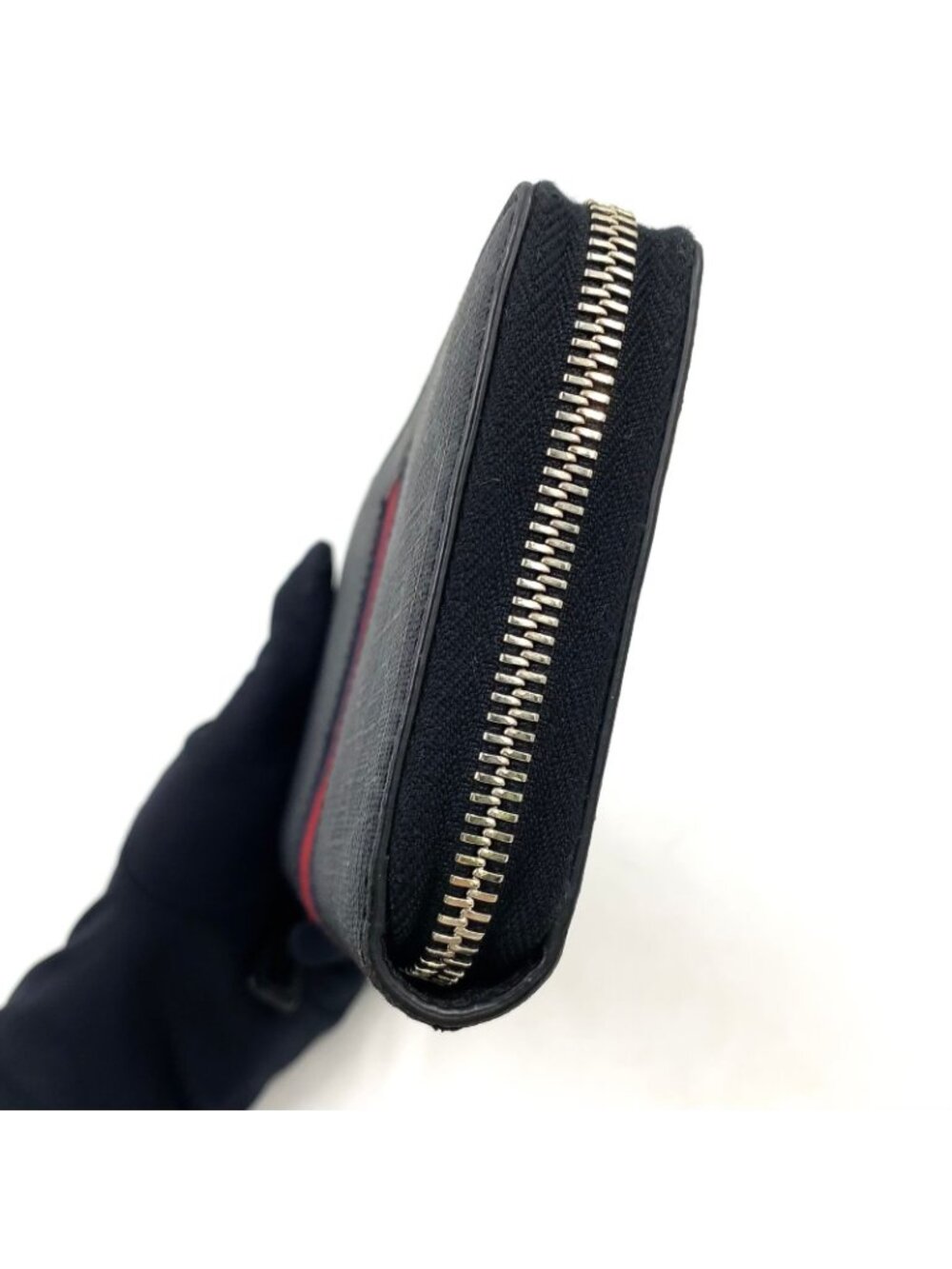 Gucci Guccissima Sherry Line Zip Around Leather Black Multicolor Wallet Silver - Picture 14 of 15